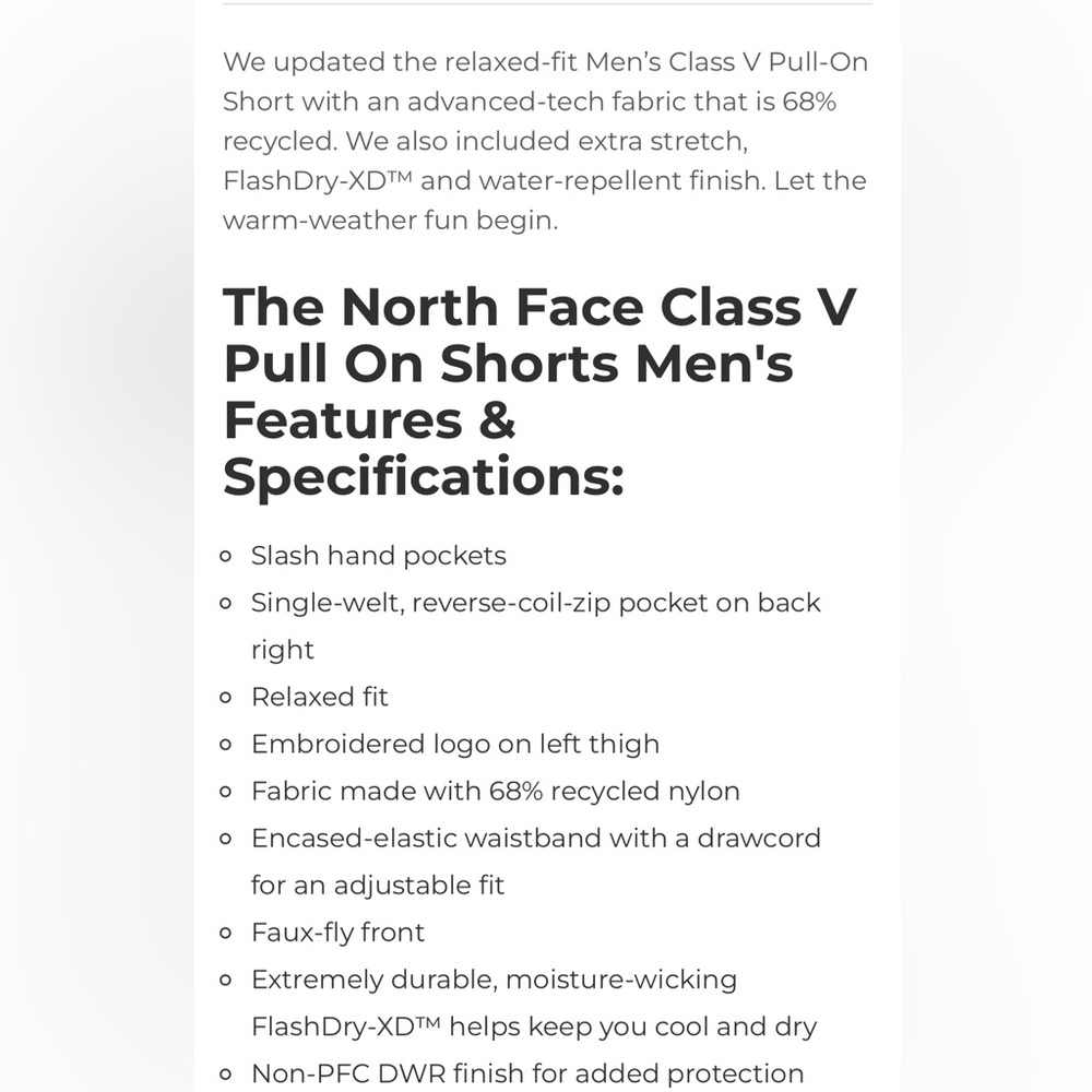 The North Face Class V Pull on Shorts Men’s M - Picture 6 of 6
